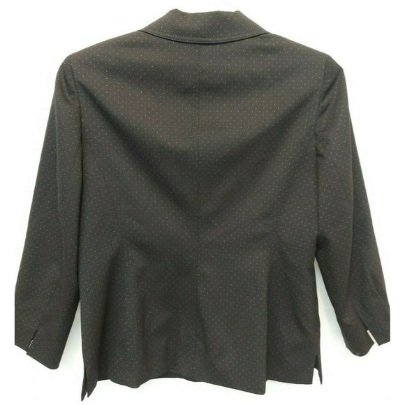 Jones New York collection 10 blazer black pink polka button front collar stretch - Picture 3 of 9